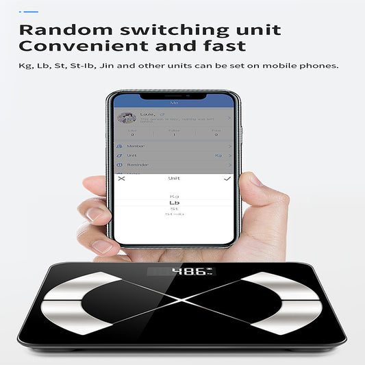 Báscula electrónica de grasa corporal para el hogar con Bluetooth, versión en inglés