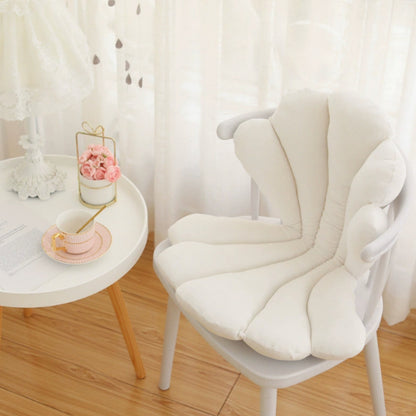 Cojín de silla de terciopelo con forma de concha de foca de lujo, cojín de asiento rosa único de alta gama