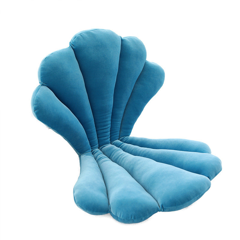 Cojín de silla de terciopelo con forma de concha de foca de lujo, cojín de asiento rosa único de alta gama