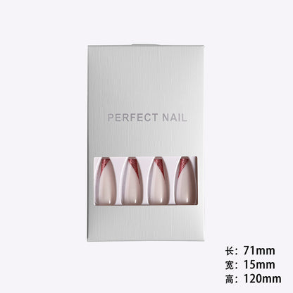 Wearing Nails, Rose Gold And Beveled Edge French Manicure, Long Ballet Nails, Fake Nails,