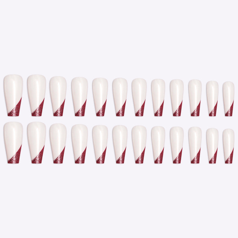 Wearing Nails, Rose Gold And Beveled Edge French Manicure, Long Ballet Nails, Fake Nails,