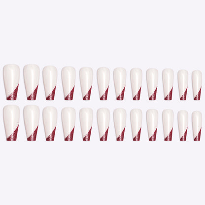 Wearing Nails, Rose Gold And Beveled Edge French Manicure, Long Ballet Nails, Fake Nails,