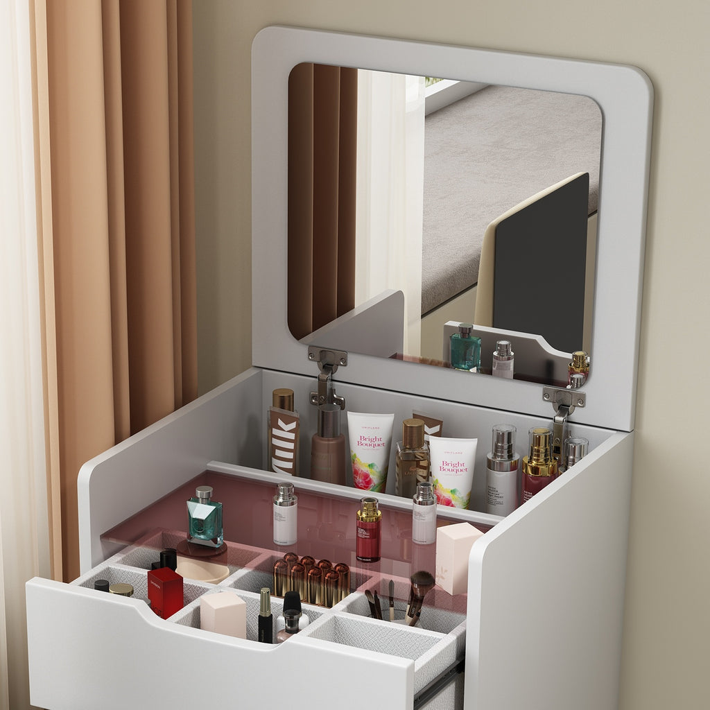 3 In 1 Vanity Desk With Plip Top Mirror,Small Make Up