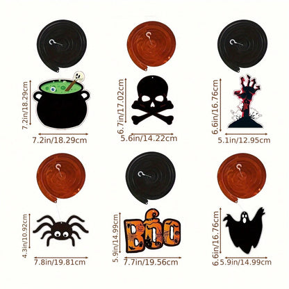 36 decoraciones colgantes de Halloween con forma de espiral y calavera de calabaza fantasma 