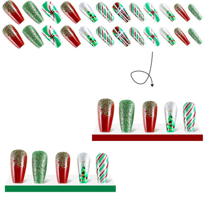 Producto terminado de uñas navideñas de moda para mujer