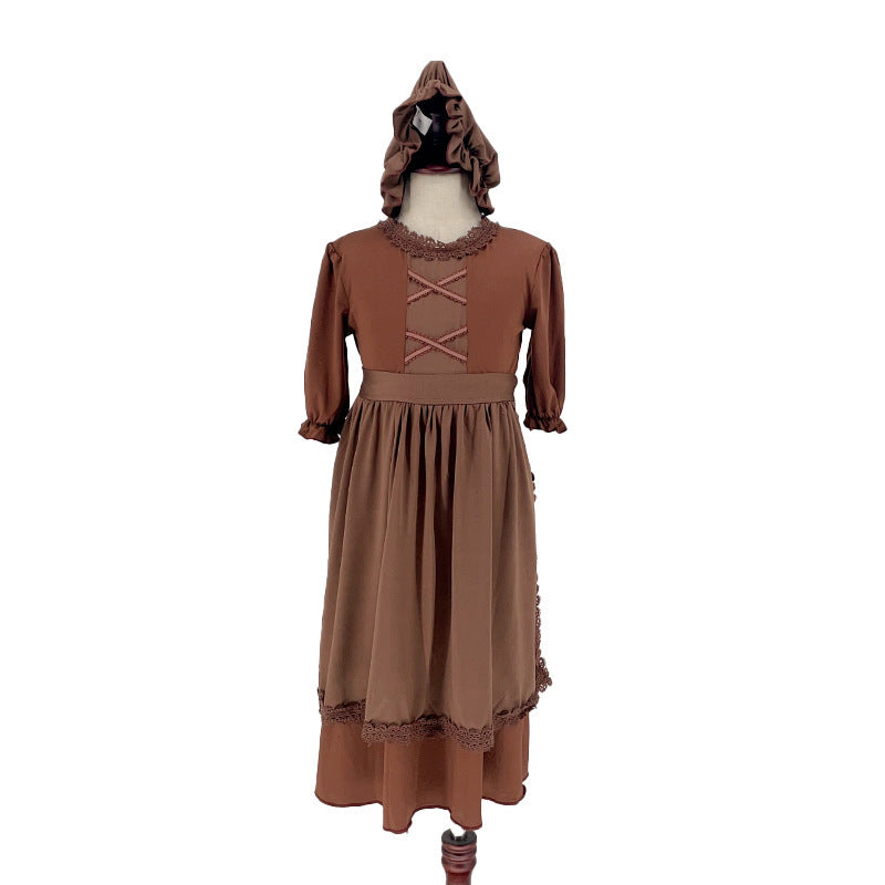 Disfraz de civil medieval para niños, colonia europea, ropa de cosplay pobre