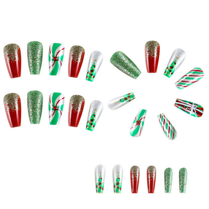 Producto terminado de uñas navideñas de moda para mujer