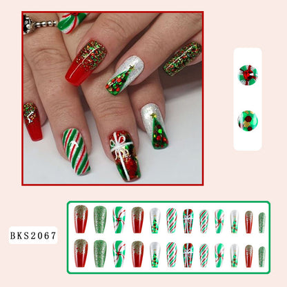 Producto terminado de uñas navideñas de moda para mujer