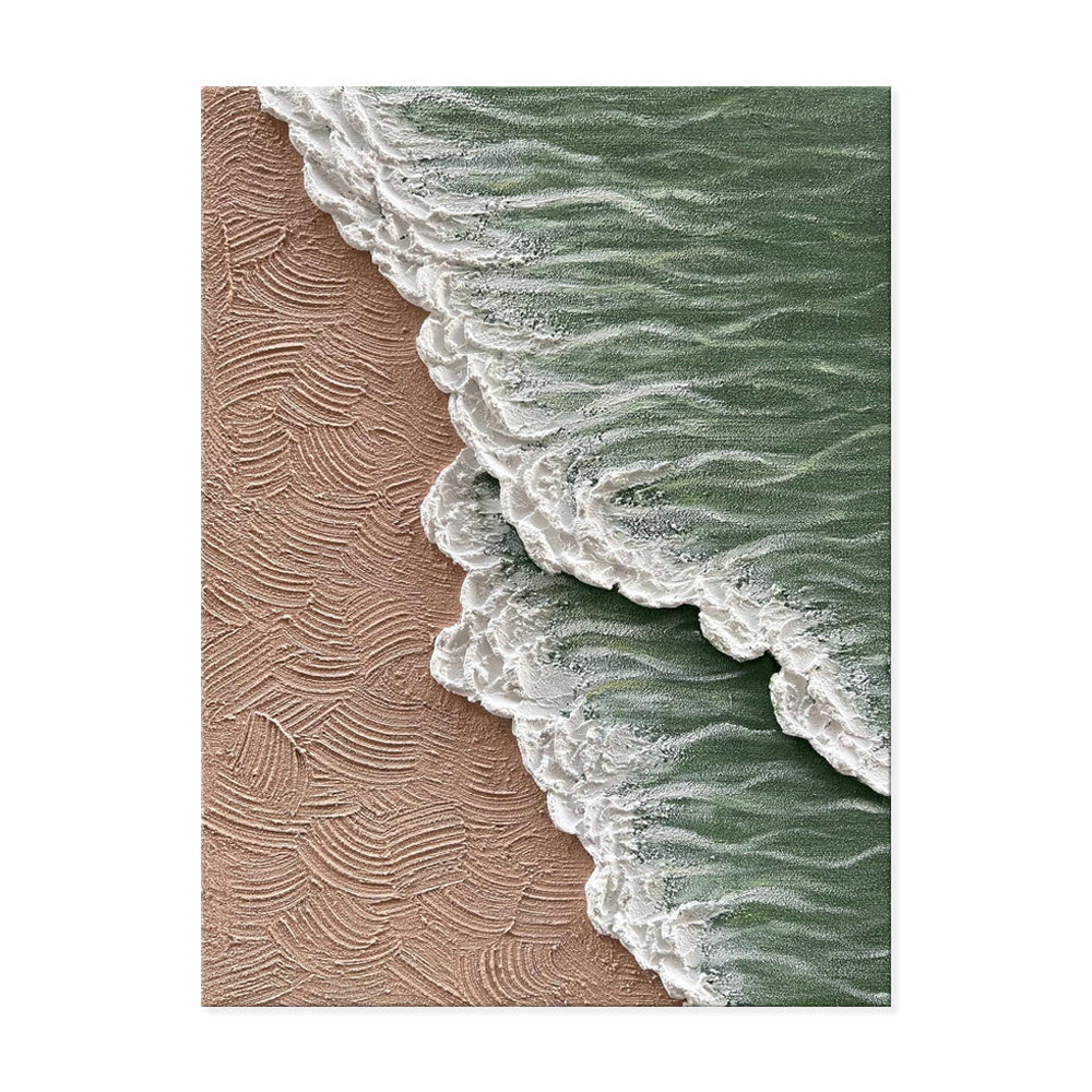 Sea Beach Oil Painting Hand Painted White Ocean Waves Texture