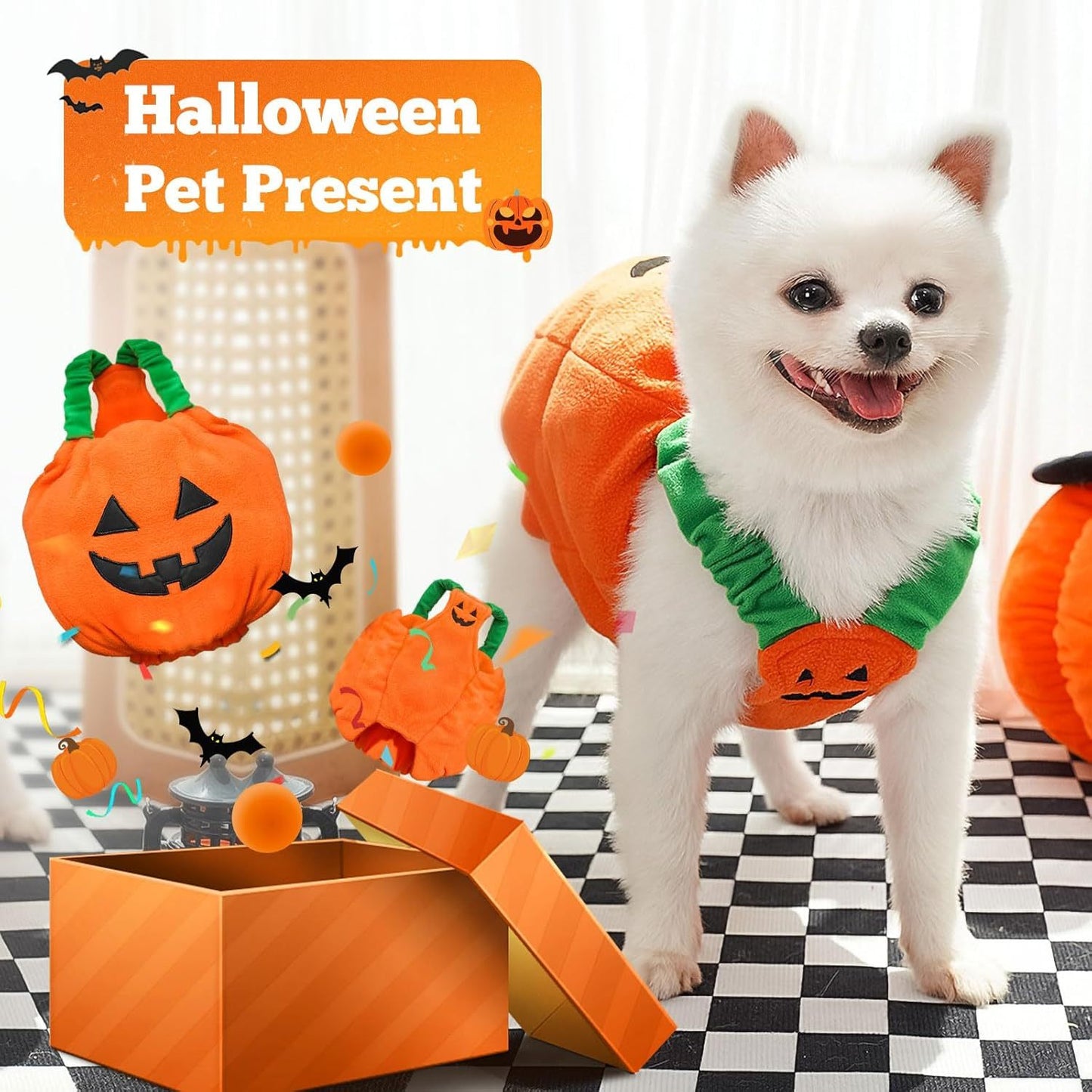 Disfraz de calabaza para perro o gato de Halloween, divertido y grueso.