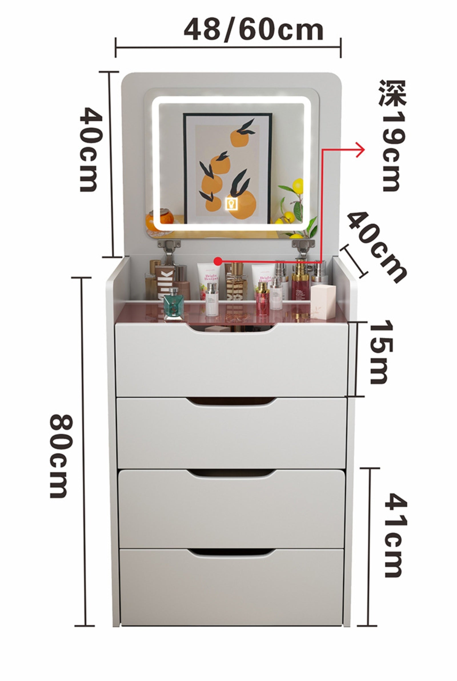 3 In 1 Vanity Desk With Plip Top Mirror,Small Make Up
