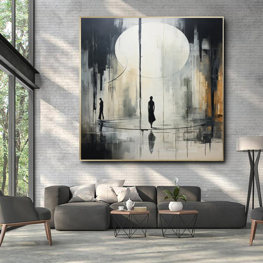 Handmade Oil Painting Canvas Wall Art Decoration Black And White Abstract