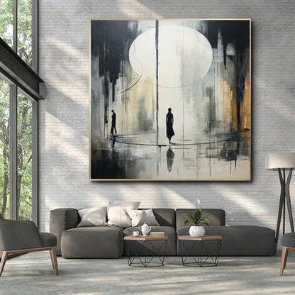 Handmade Oil Painting Canvas Wall Art Decoration Black And White Abstract