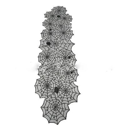 Mantel de Halloween con cubierta de encaje negro, camino de mesa, telaraña, bufanda para chimenea